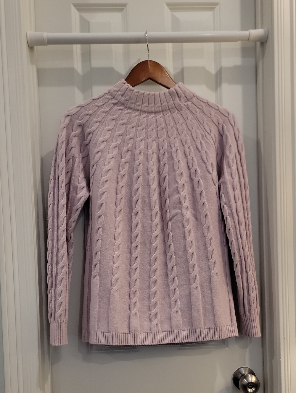 Talbots Cable Knit Turtleneck Sweater - Light Mauve